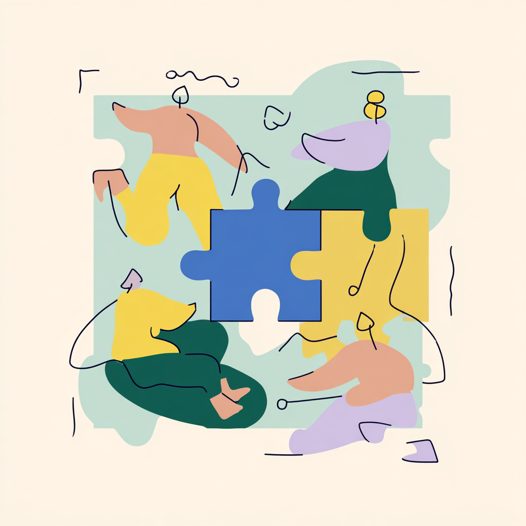 Minimalistische illustratie van een puzzel met één ontbrekend stuk als metafoor voor personeelsverloop
