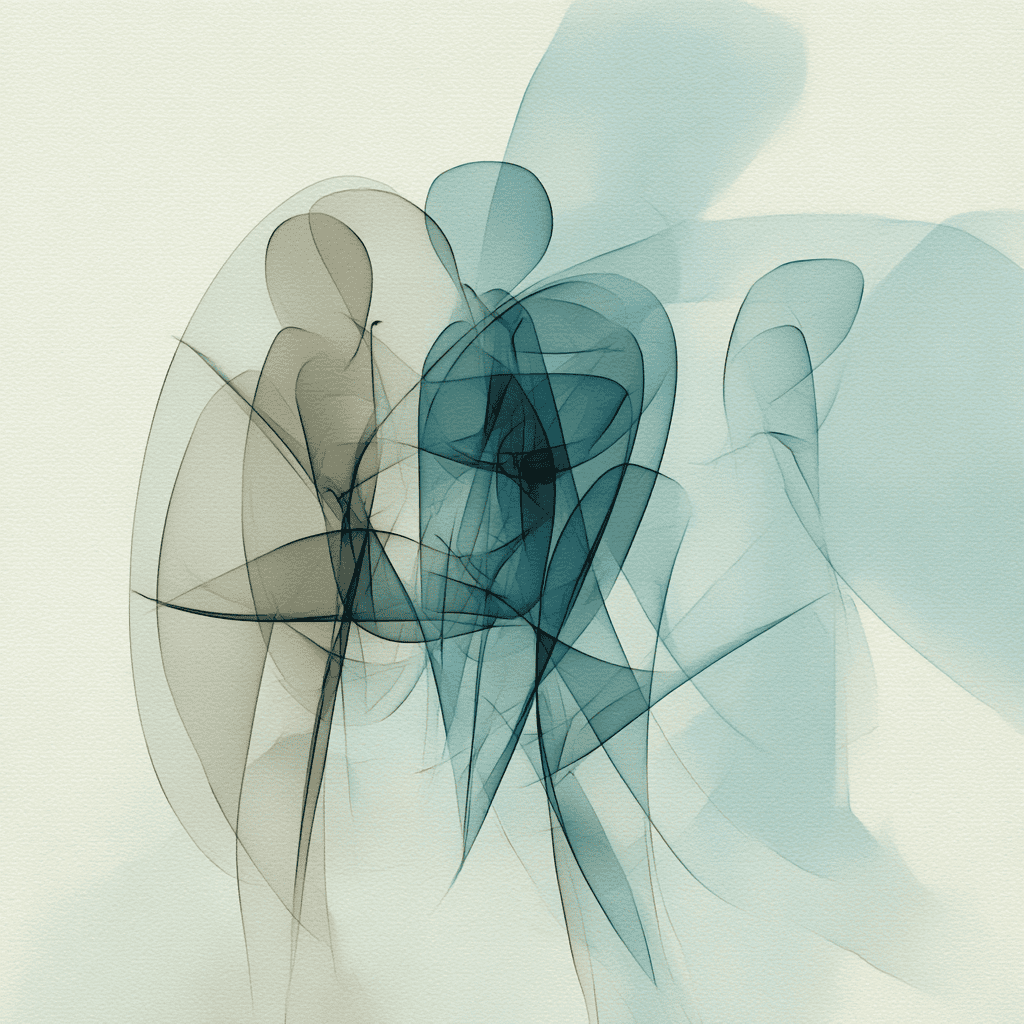 Abstracte vormen die verbinding en interactie in organisatiecultuur verbeelden