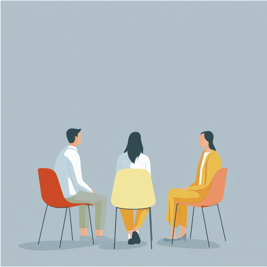 Illustratie van medewerkers die hun manager niet aanspreken tijdens een overleg